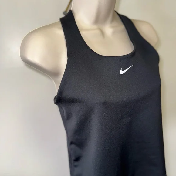 Nike Swoosh (XL) Black Dri Fit Cropped Tank Top with Built in Bra - Picture 4 of 4